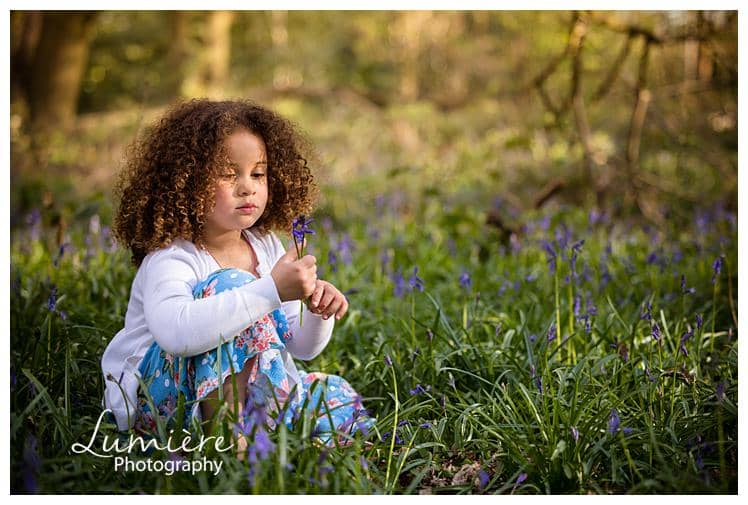 sisters in a bluebells wood in Loughborough