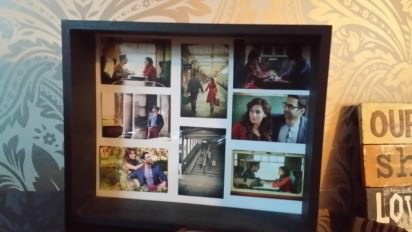 frame with pre-wedding photos