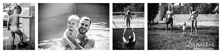 reportage family photography swimming and tennis, doing whatever the others do