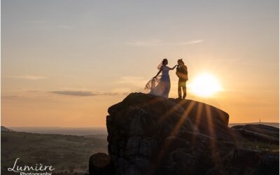 A post-wedding shoot at sunset in Derbyshire